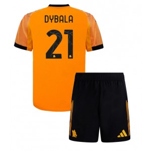 AS Roma Paulo Dybala #21 Jalkapallovaatteet Lasten Vieraspeliasu 2025-26 Lyhythihainen (+ Lyhyet housut)